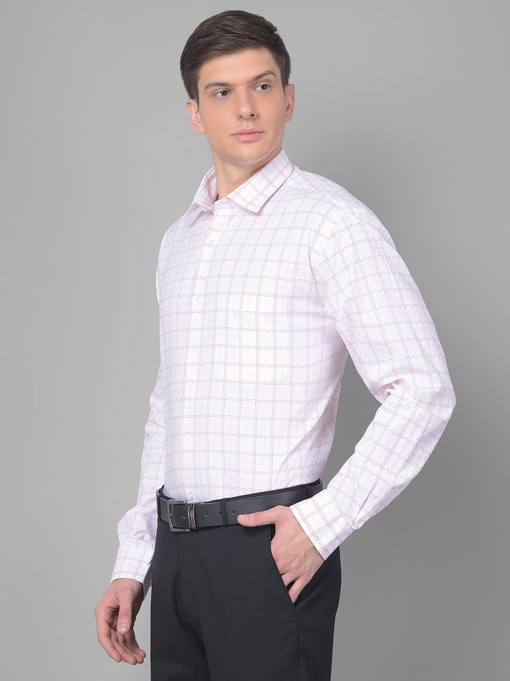 cobb red check smart fit formal shirt