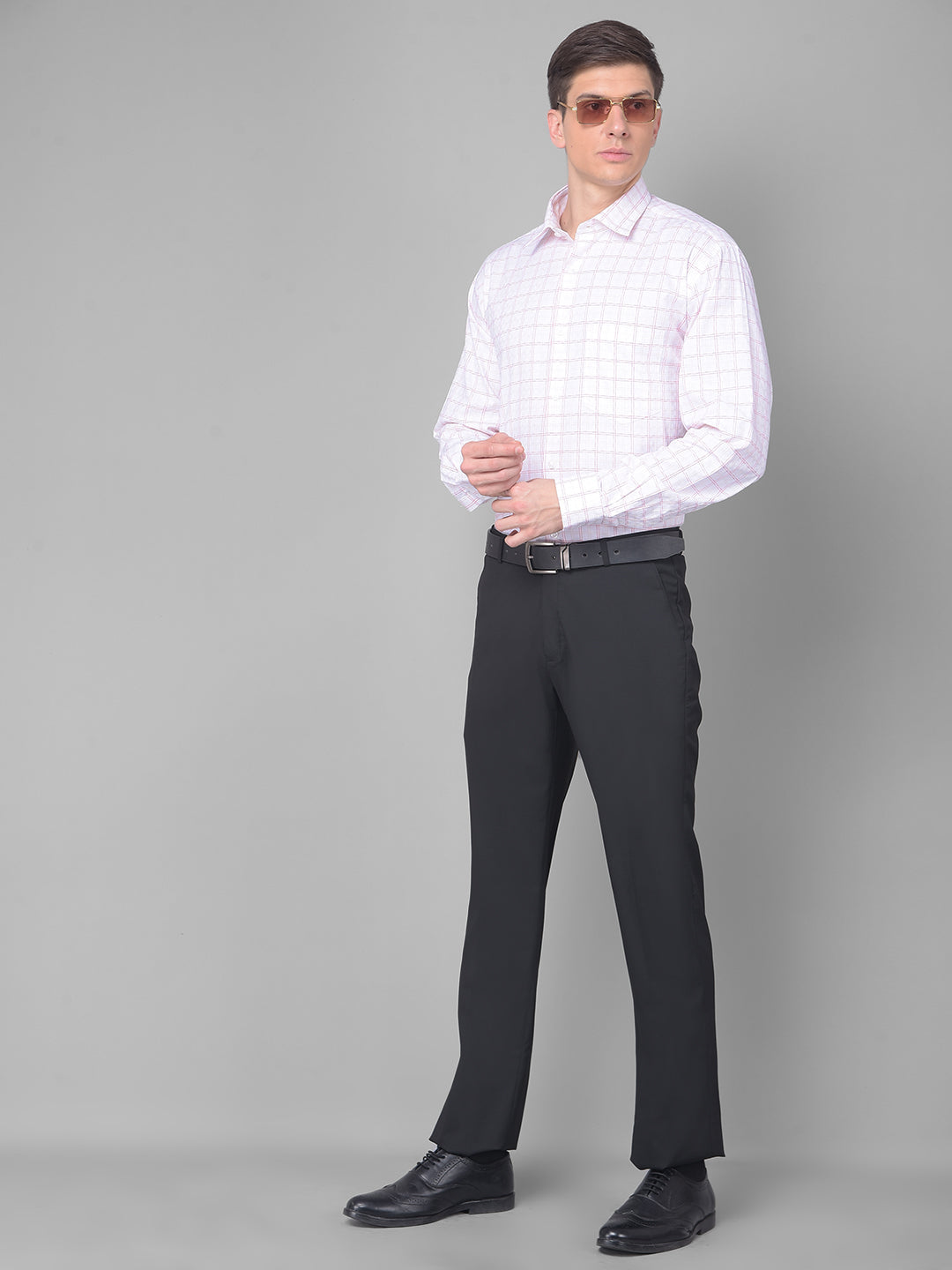 cobb red check smart fit formal shirt