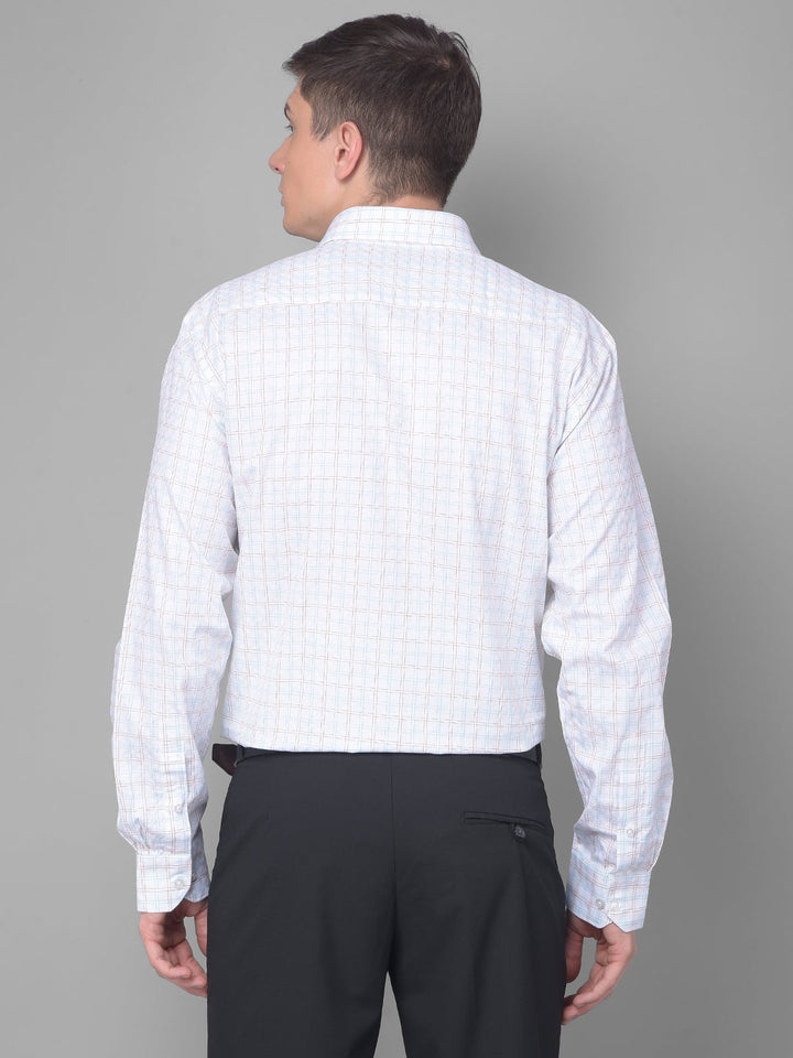 cobb turquoise check smart fit formal shirt