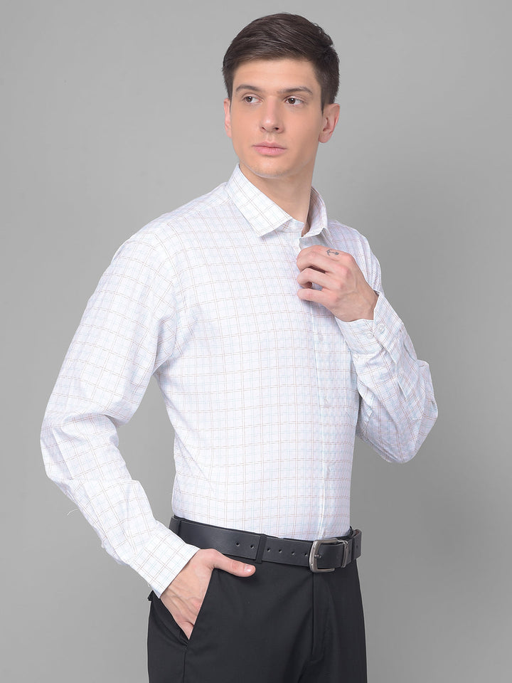 cobb turquoise check smart fit formal shirt