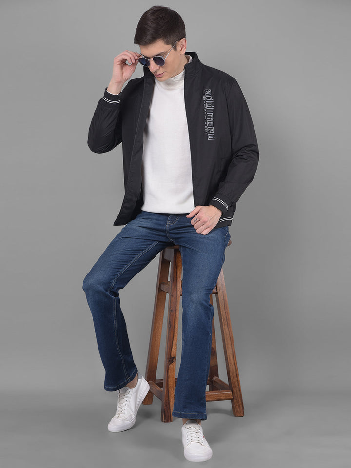 COBB SOLID BLACK ROUND NECK JACKET