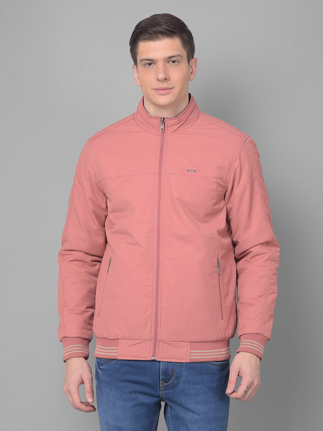 COBB SOLID CORAL REVERSIBLE ROUND NECK JACKET PEACH