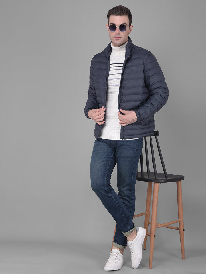 COBB SOLID NAVY BLUE MOCK COLLAR JACKET