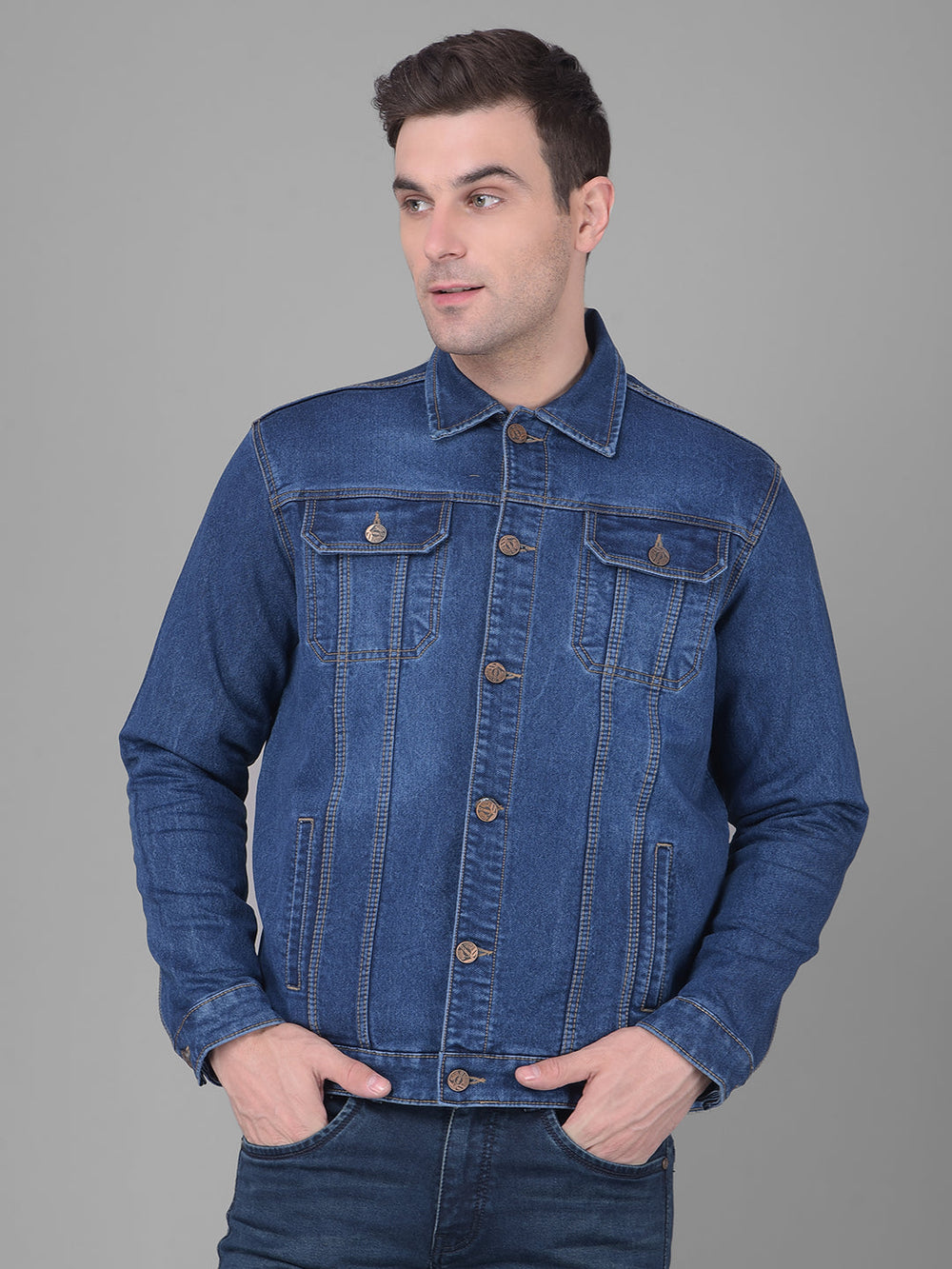 cobb blue collar neck denim jacket