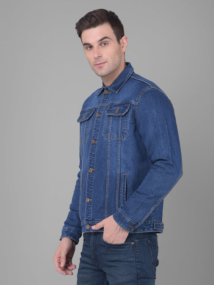 cobb blue collar neck denim jacket