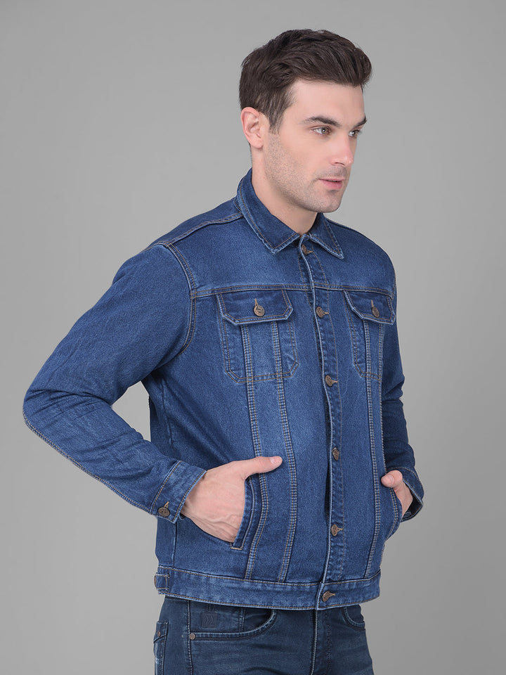 cobb blue collar neck denim jacket