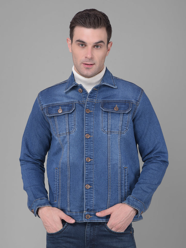 cobb light blue collar neck denim jacket