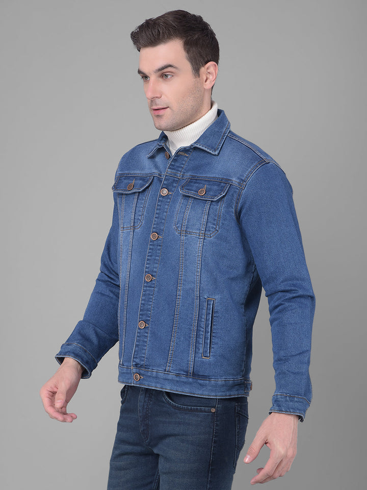 cobb light blue collar neck denim jacket