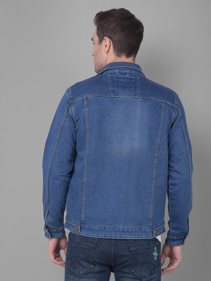 cobb light blue collar neck denim jacket