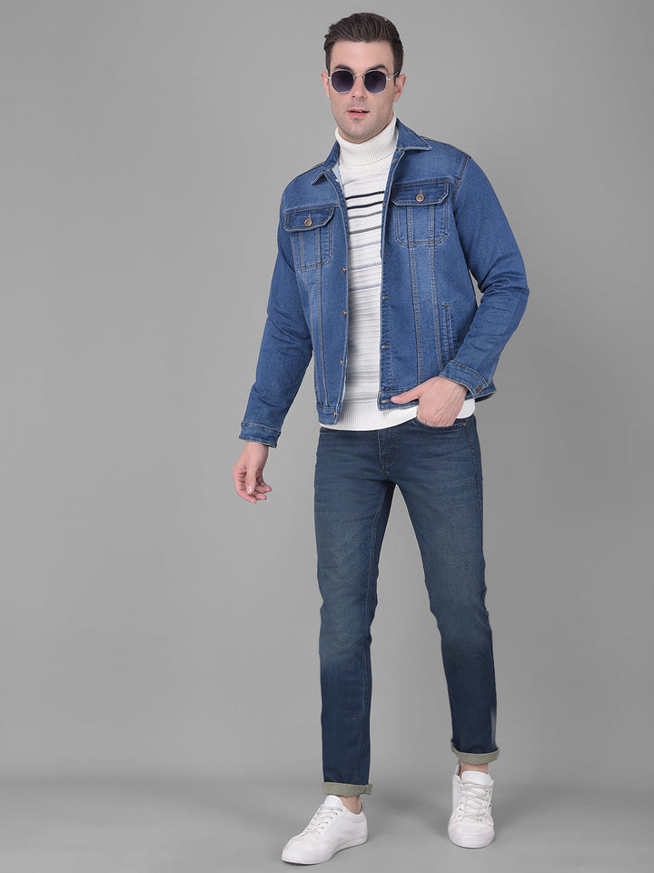 COBB LIGHT BLUE COLLAR NECK DENIM JACKET