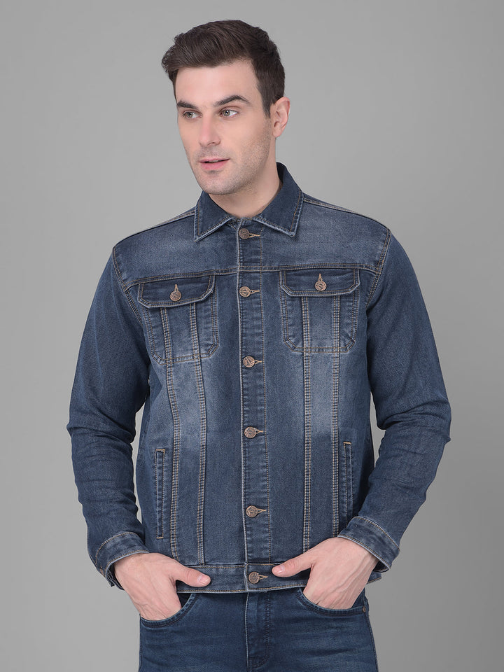 cobb blue collar neck denim jacket