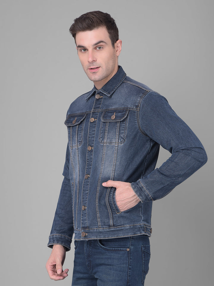 cobb blue collar neck denim jacket