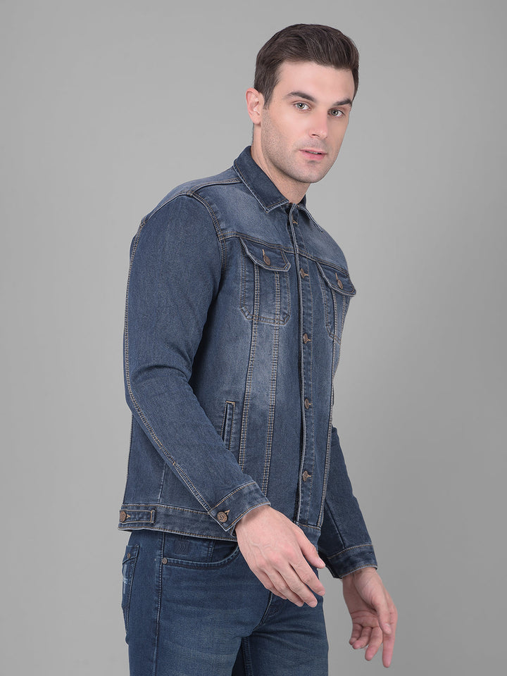 cobb blue collar neck denim jacket