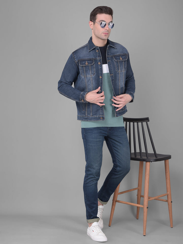 COBB BLUE COLLAR NECK DENIM JACKET