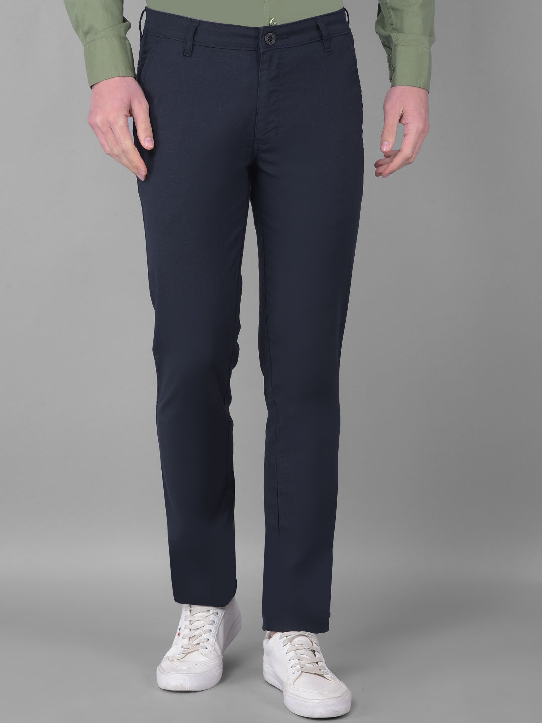 cobb navy blue ultra fit linen casual trouser