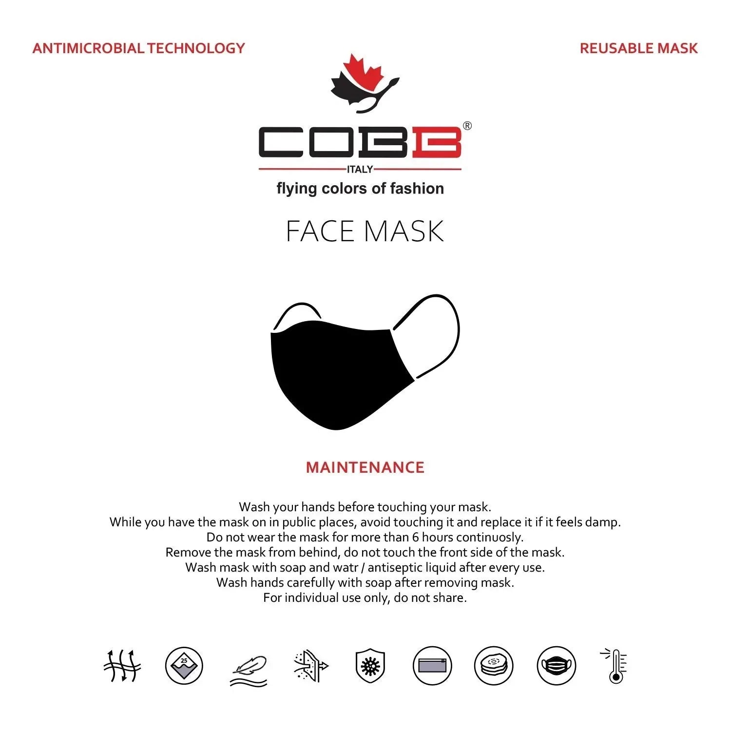 Cobb Unisex 3 Layer Printed Cotton Mask Pack of 7 (Assorted Design)