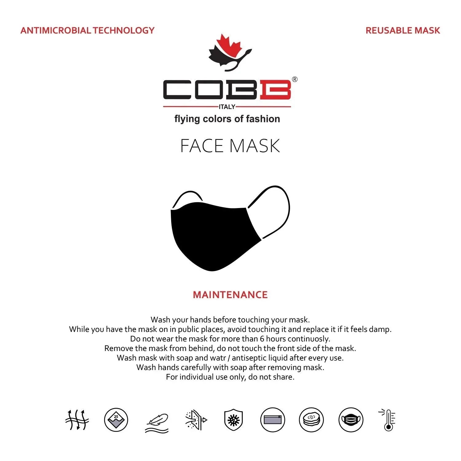 Cobb Unisex 3 Layer Printed Cotton Mask Pack of 9 (Assorted Design)