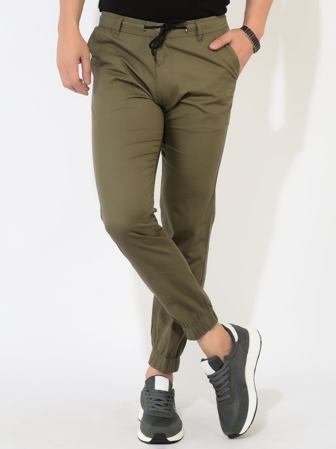 Buy Men Khaki Checked Regular Fit Formal Trousers online | Looksgud.in