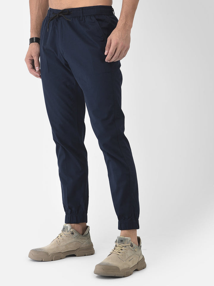 Cobb Navy Blue Slim Fit Chinos Joggers