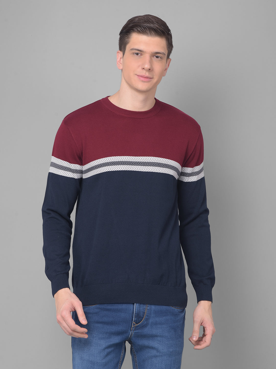 Red white clearance blue striped sweater