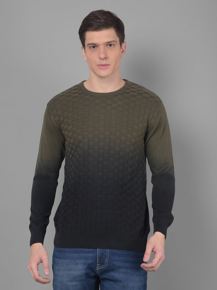 cobb gradient mehandi green round neck sweater