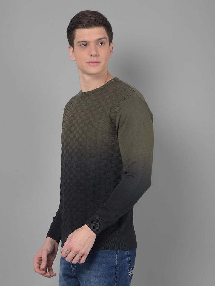 cobb gradient mehandi green round neck sweater