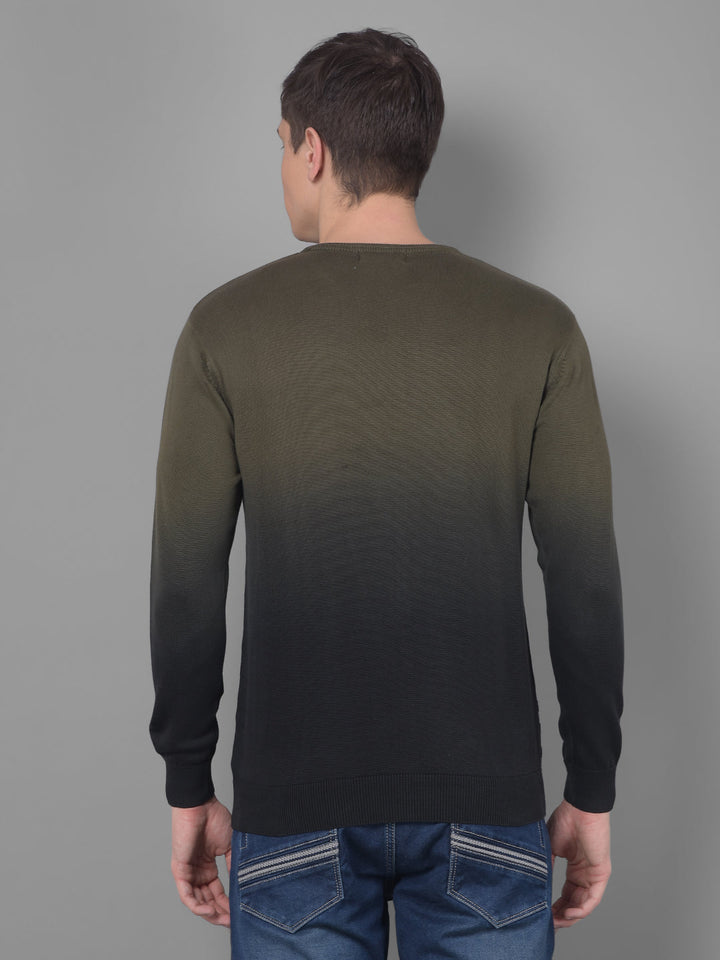 cobb gradient mehandi green round neck sweater