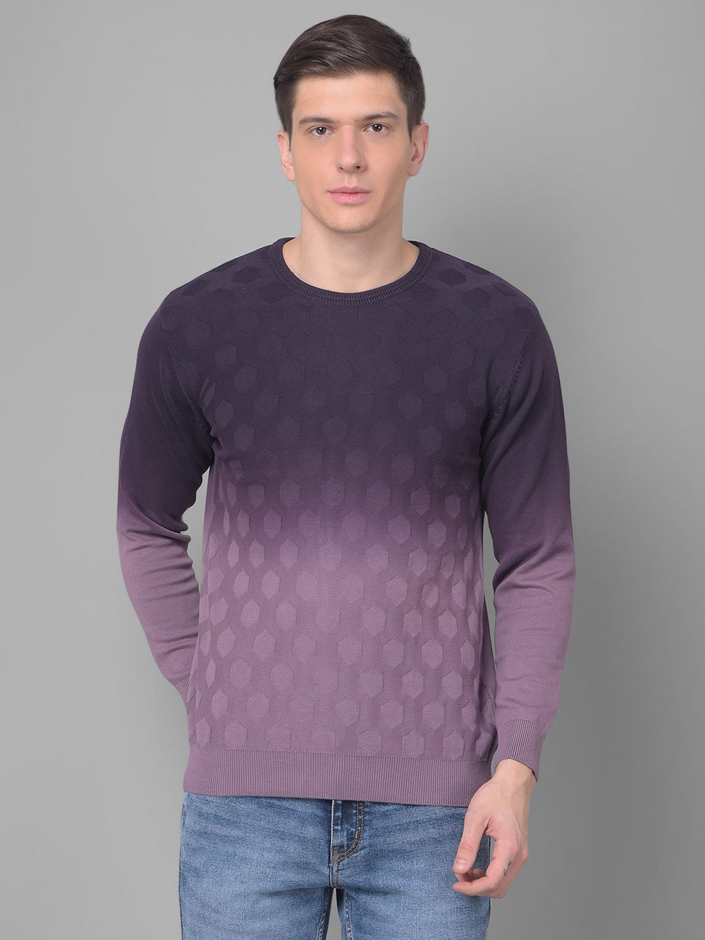 COBB GRADIENT MAUVE PURPLE ROUND NECK SWEATER PURPLE