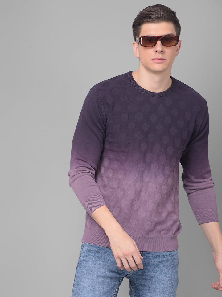 COBB GRADIENT MAUVE PURPLE ROUND NECK SWEATER