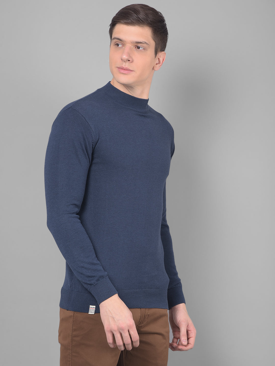 cobb solid navy blue high neck sweater
