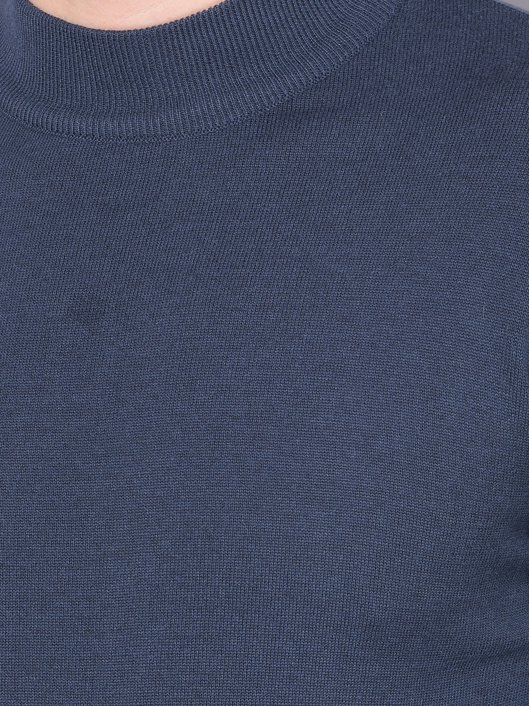 COBB SOLID NAVY BLUE HIGH NECK SWEATER