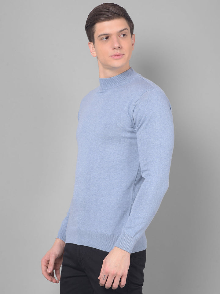 cobb solid sky blue high neck sweater