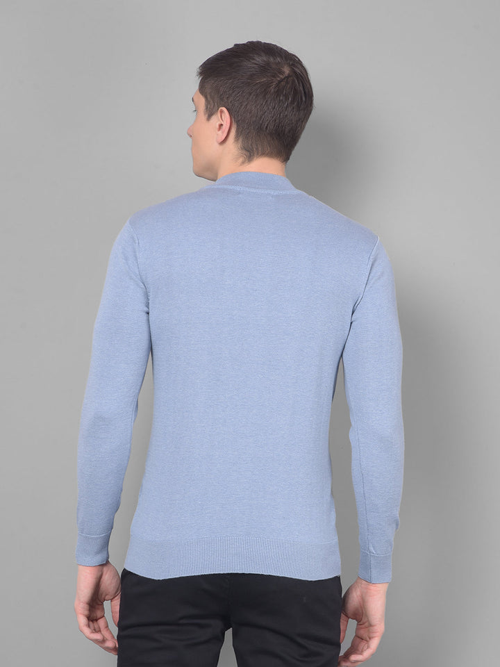 cobb solid sky blue high neck sweater