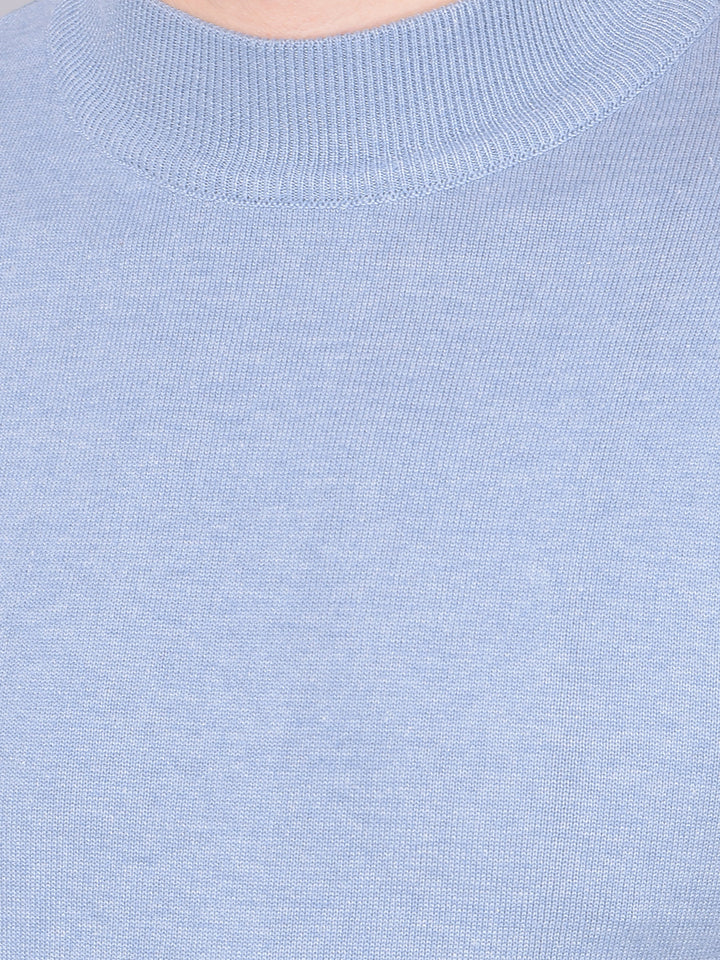 COBB SOLID SKY BLUE HIGH NECK SWEATER