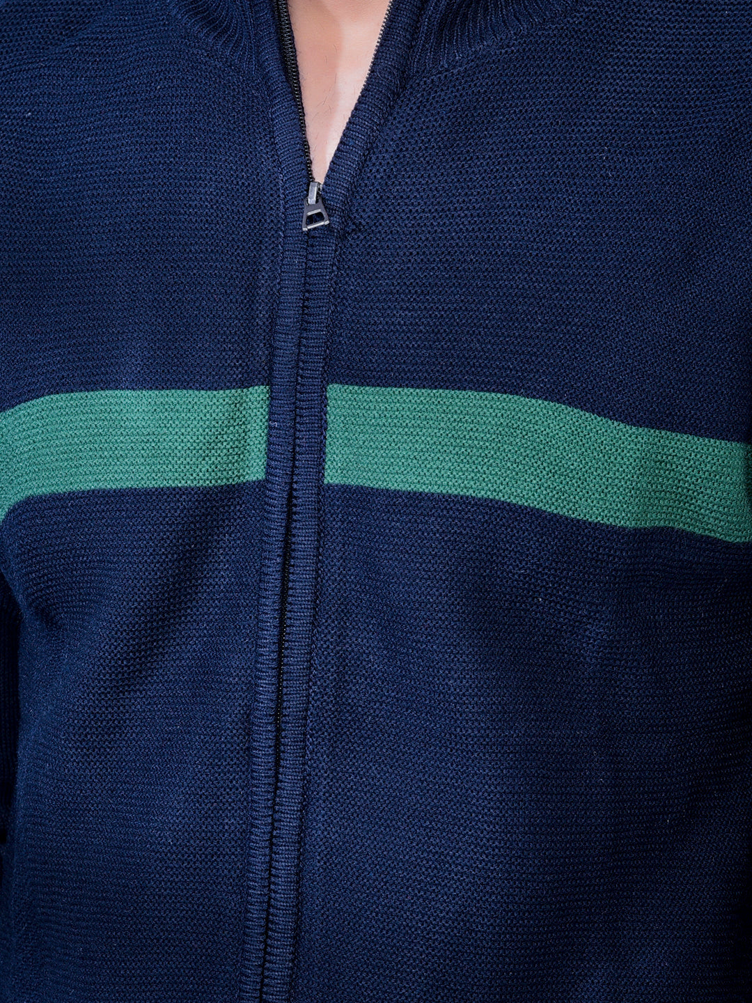 Cobb Navy Blue Solid Round Neck Sweater