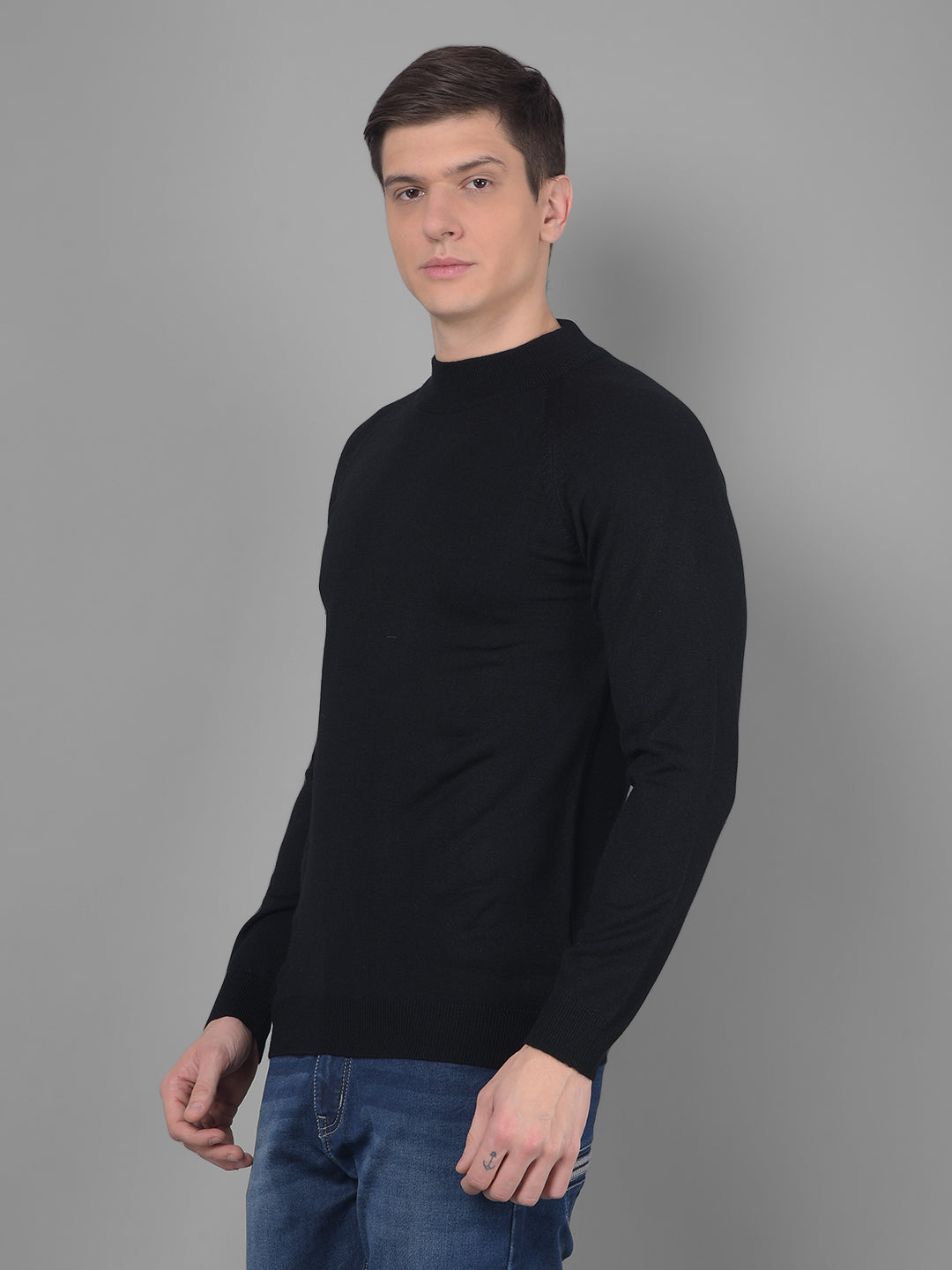 cobb solid black high neck sweater