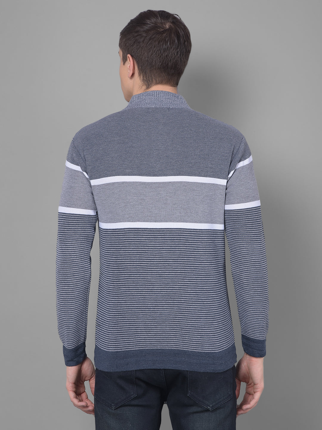 cobb grey striped high neck sweater