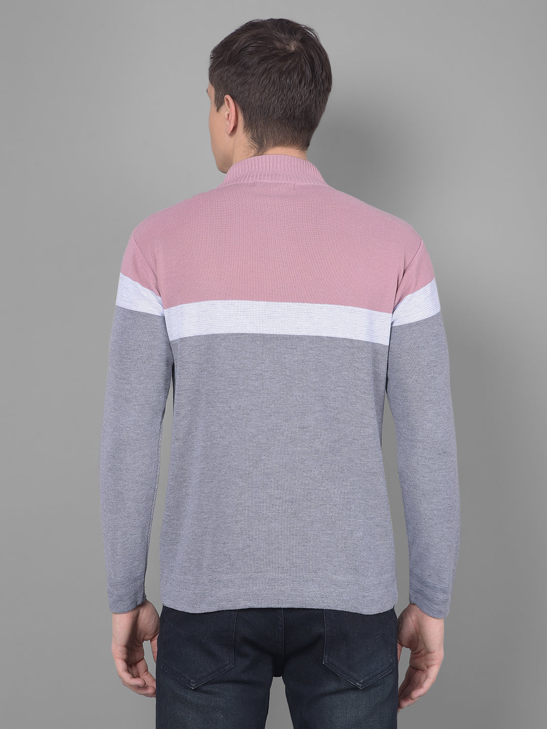 cobb dusty coral striped high neck sweater