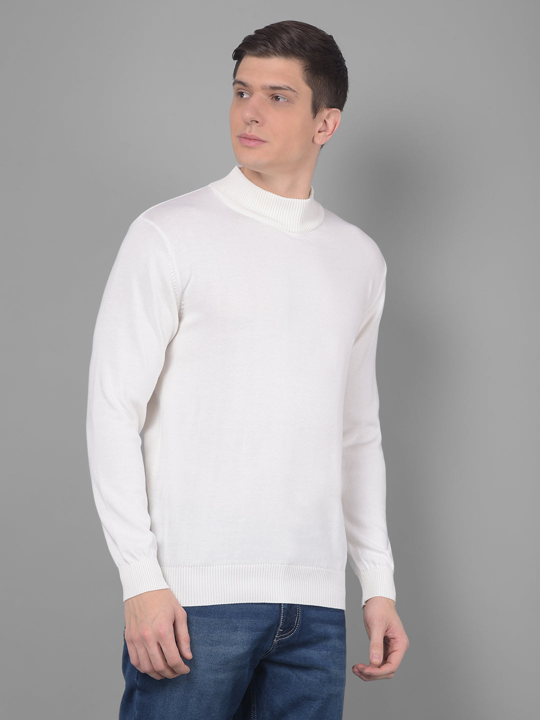cobb solid cream high neck sweater