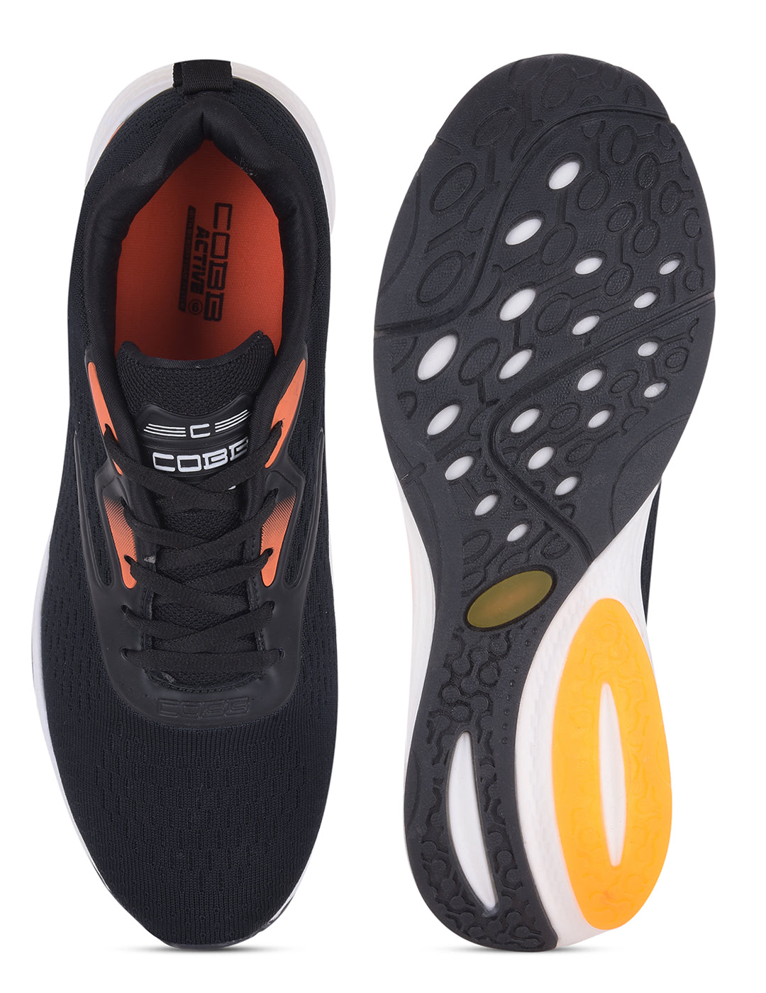 cobb black orange men's running shoes