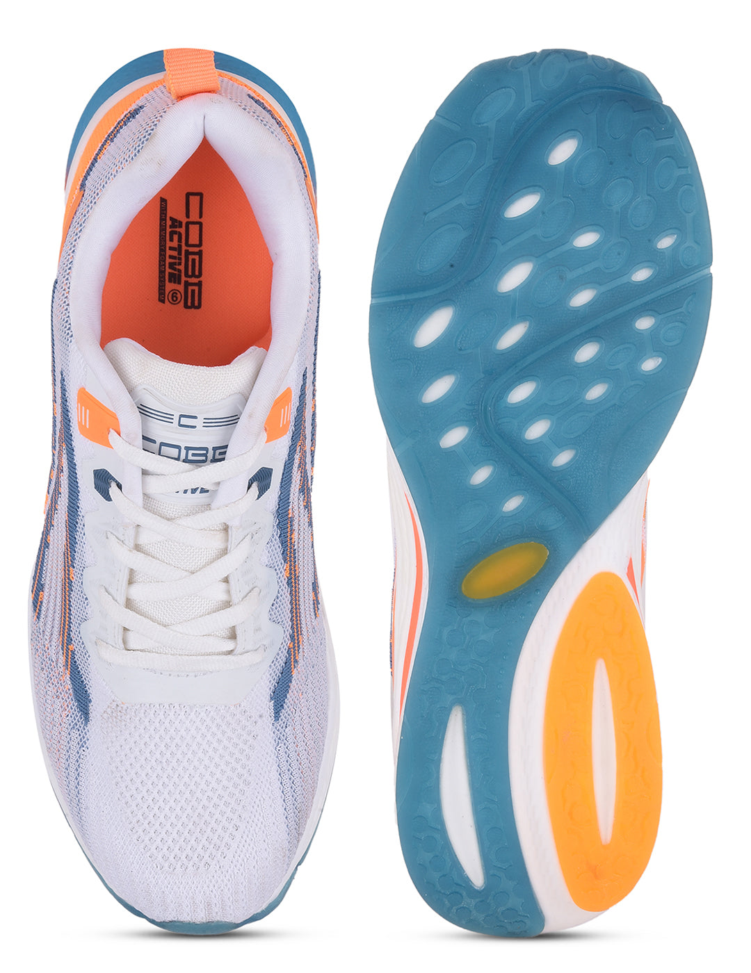 cobb orange white men's running shoes