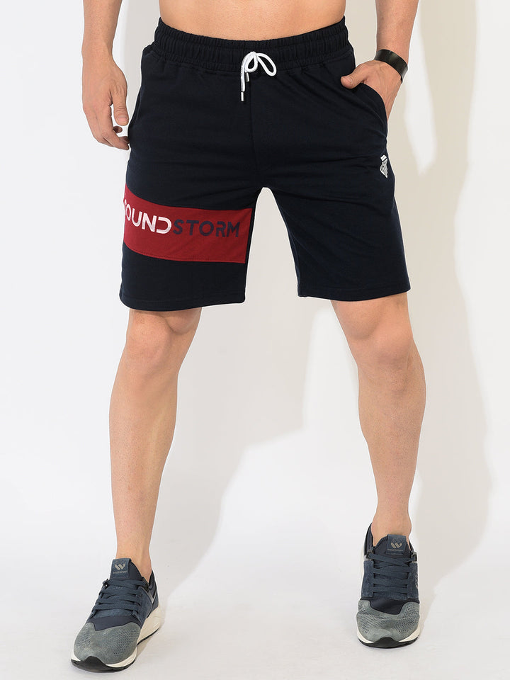 Cobb Navy Blue Solid Shorts Navy Blue