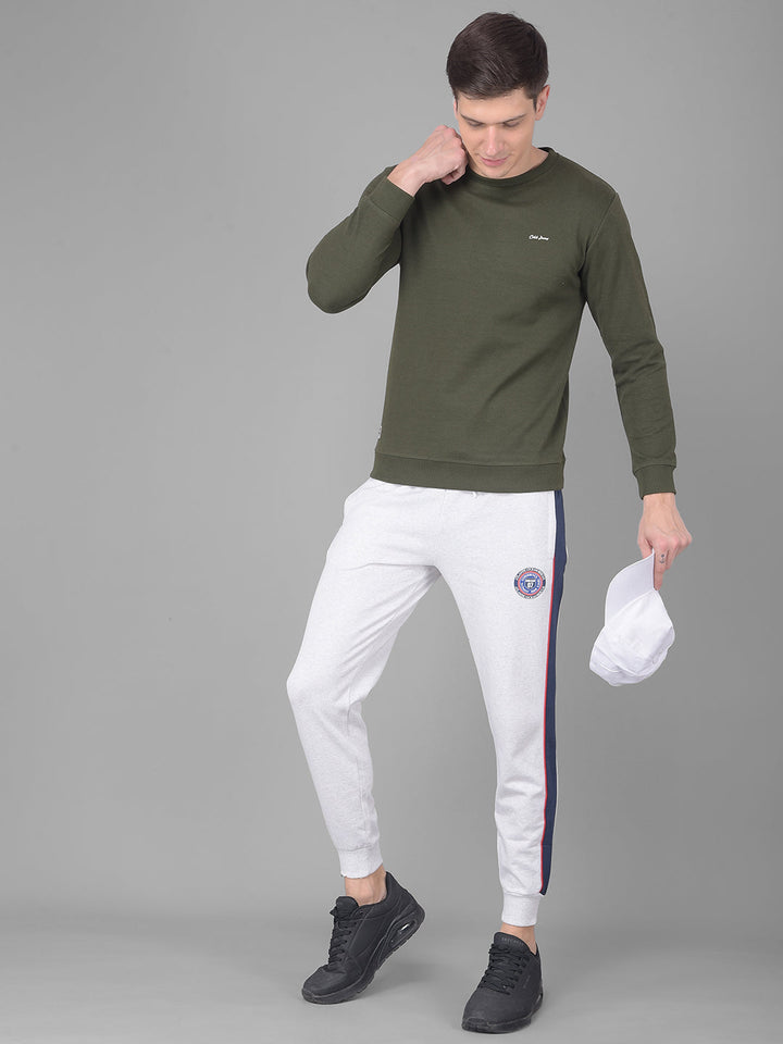 COBB SOLID DARK OLIVE ROUND NECK SWEATSHIRT