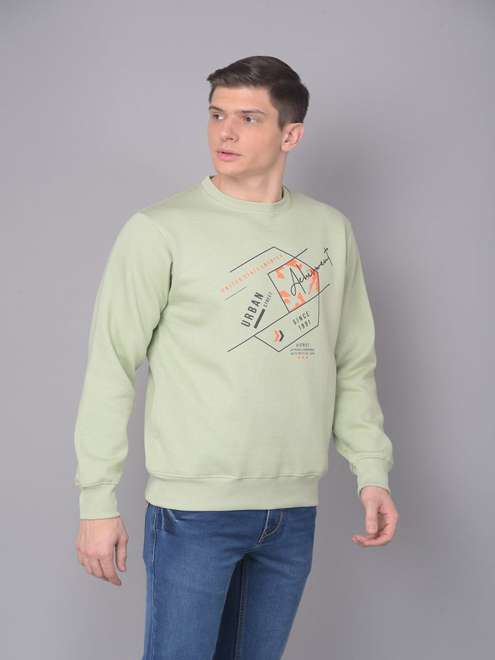 COBB SEA GREEN PRINTED ROUND NECK SWEATSHIRT