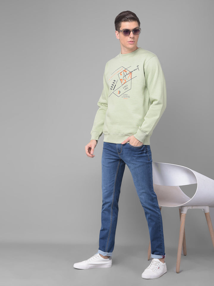 COBB SEA GREEN PRINTED ROUND NECK SWEATSHIRT