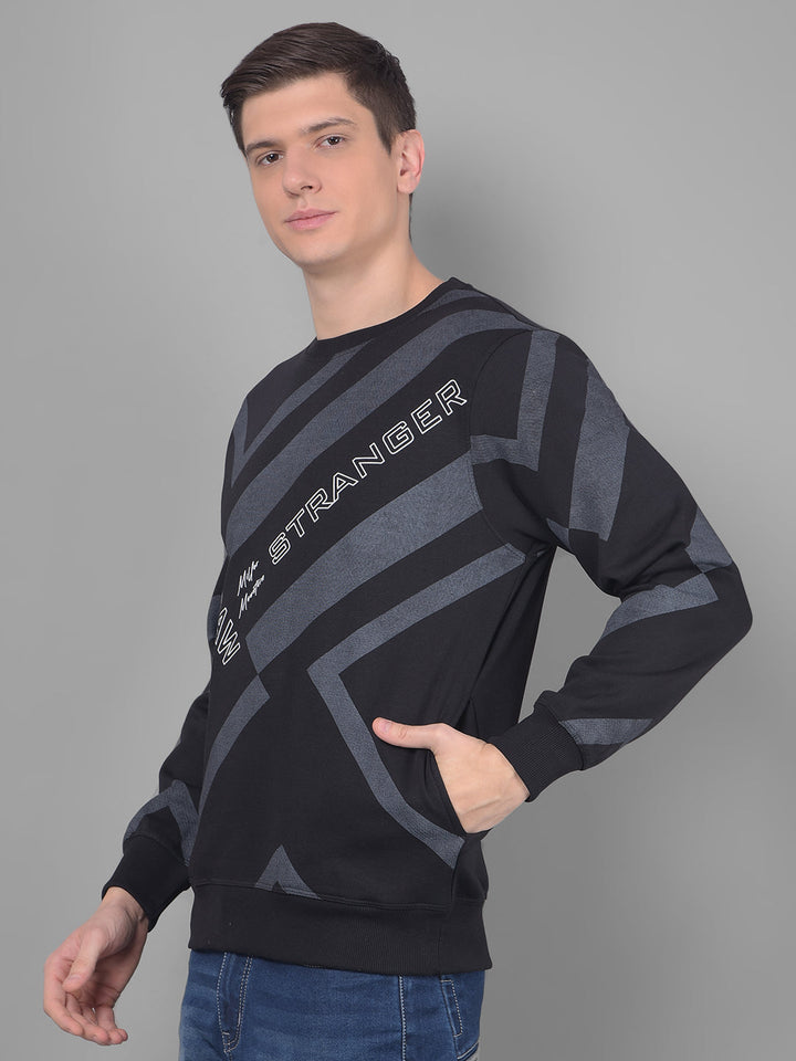 cobb black printed round neck sweatshirt