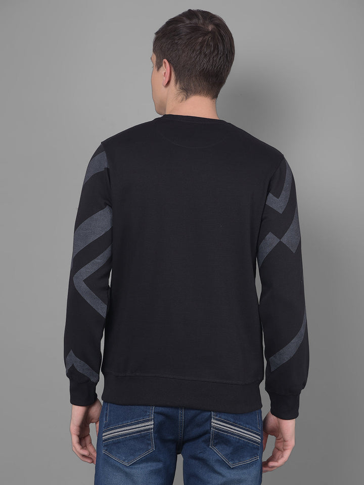 cobb black printed round neck sweatshirt