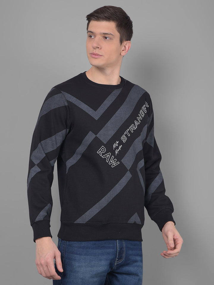 cobb black printed round neck sweatshirt