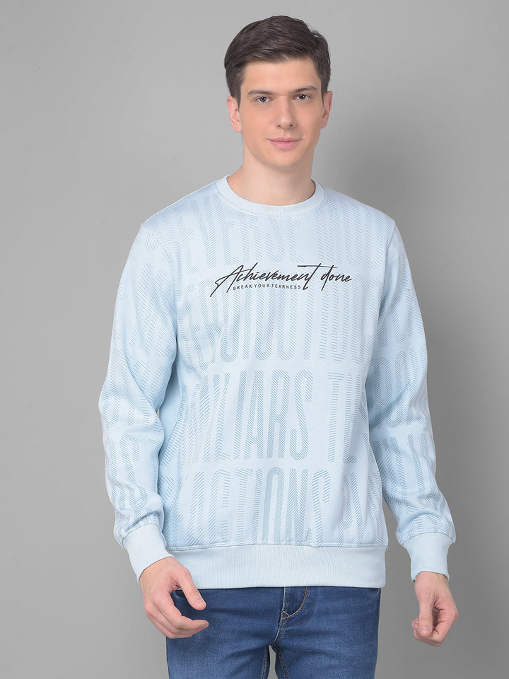 COBB SKY BLUE PRINTED ROUND NECK SWEATSHIRT SKY BLUE