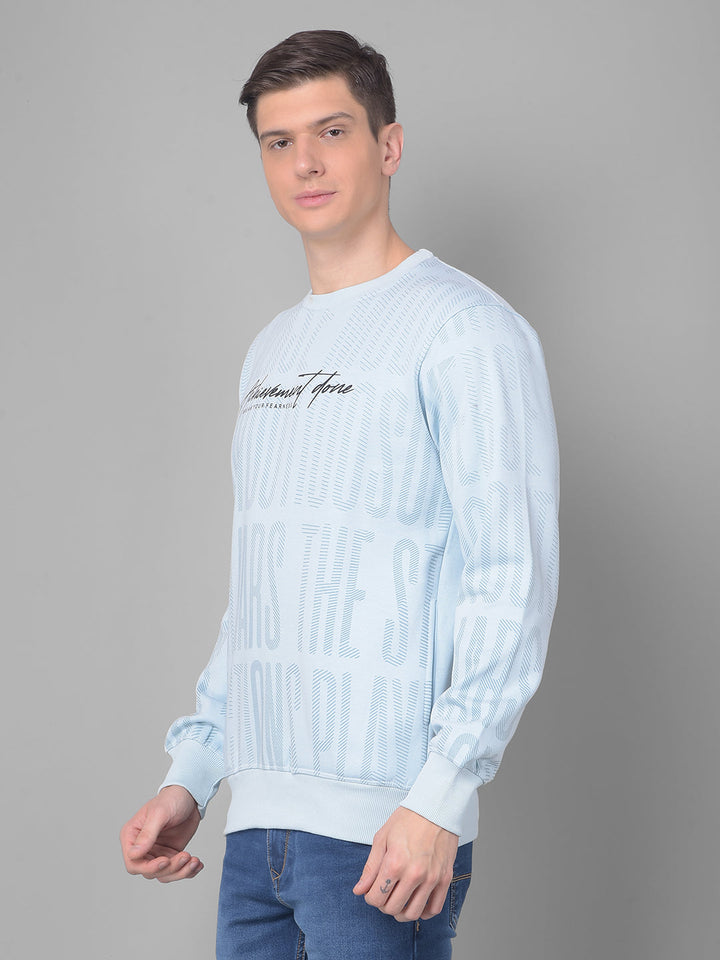 COBB SKY BLUE PRINTED ROUND NECK SWEATSHIRT